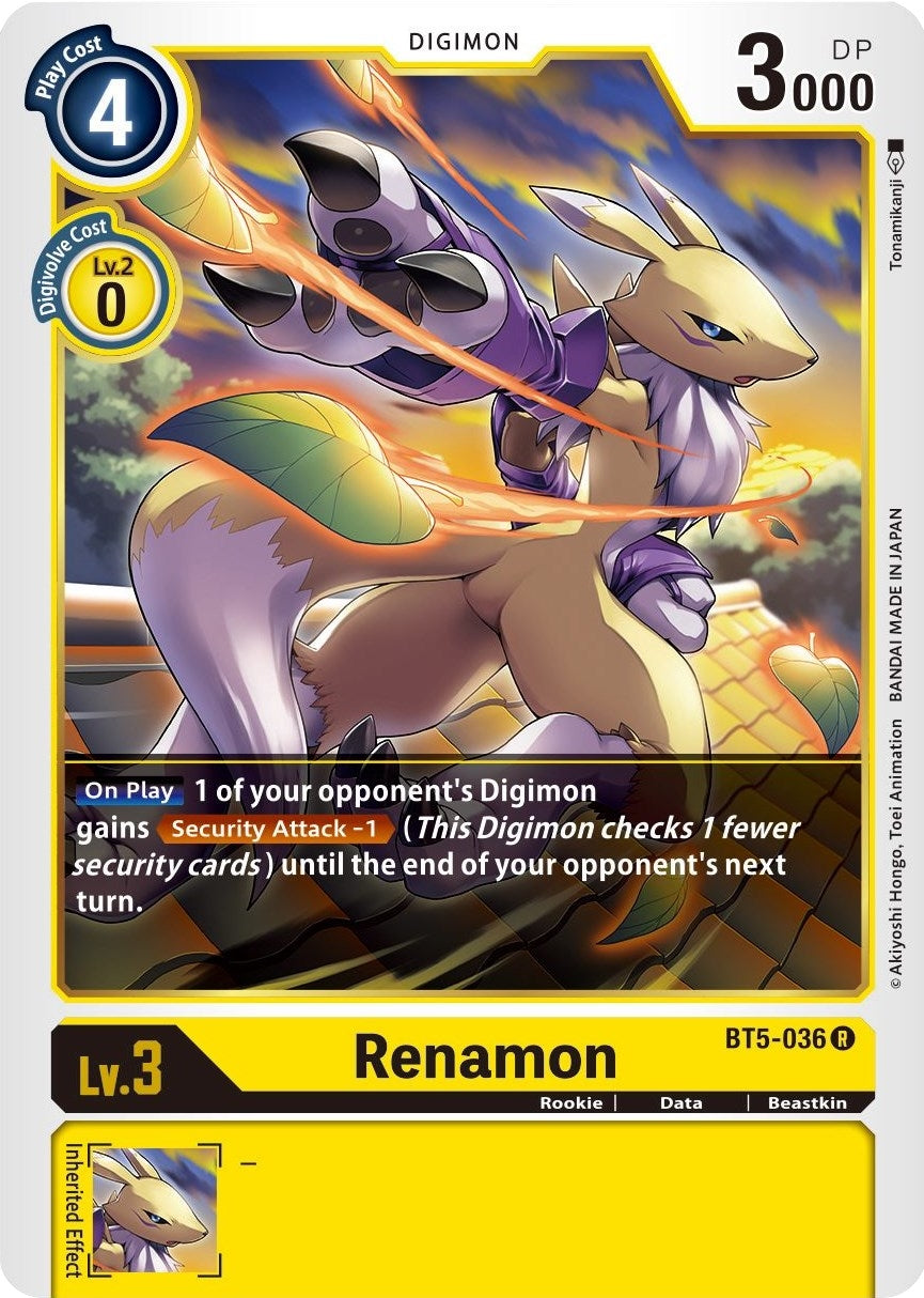Renamon (5036) [BT05] - Digimon Card Game Single