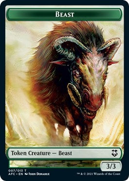 Beast // Dragon Spirit Double-sided Token (0) [AFC] - MTG Single