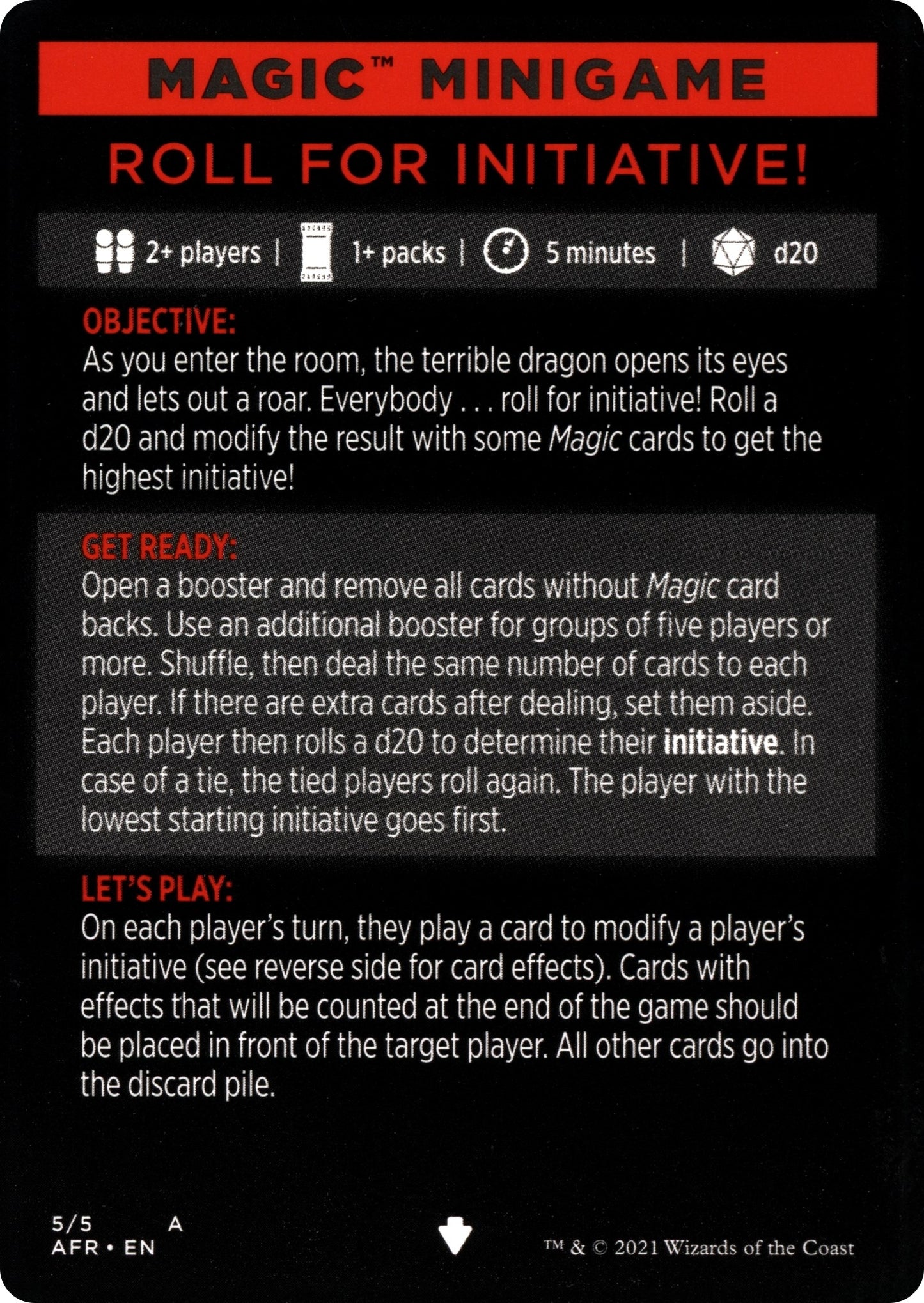 Magic Minigame: Roll for Initiative! (5) [AFR] - MTG Single