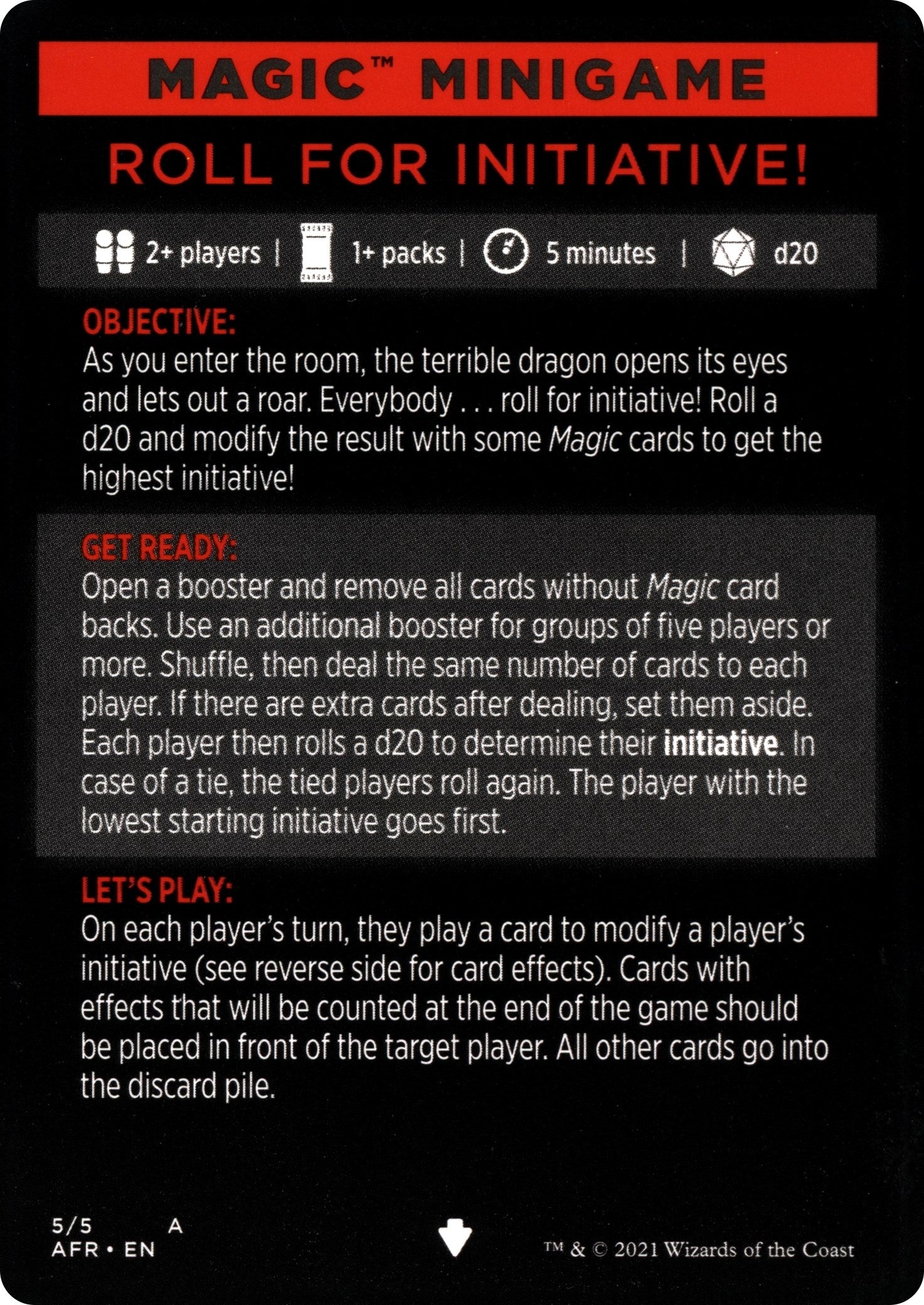 Magic Minigame: Roll for Initiative! (5) [AFR] - MTG Single