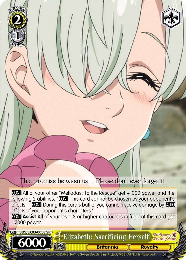 Elizabeth: Sacrificing Herself (SR) (3008) [SDS/SX03] - Weiss Schwarz Single