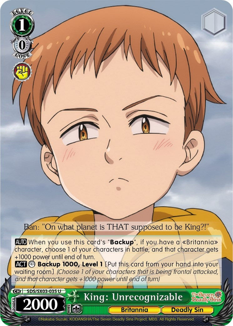 King: Unrecognizable (3035) [SDS/SX03] - Weiss Schwarz Single