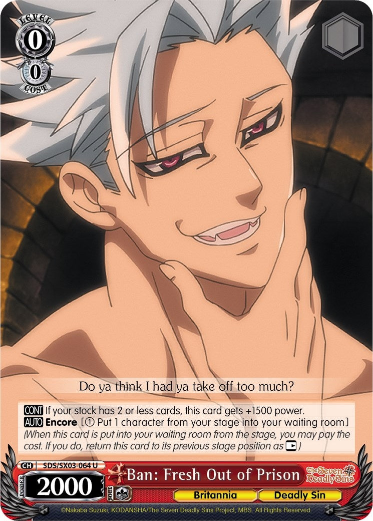 Ban: Fresh Out of Prison (3064) [SDS/SX03] - Weiss Schwarz Single