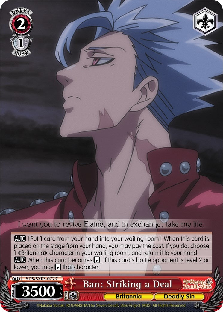Ban: Striking a Deal (3072) [SDS/SX03] - Weiss Schwarz Single