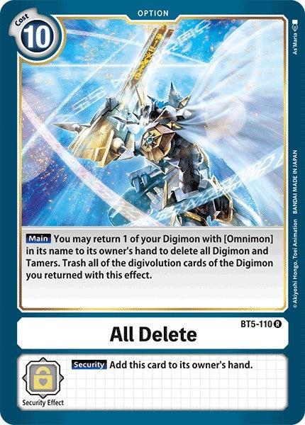 All Delete (5110) [BT05] - Digimon Card Game Single