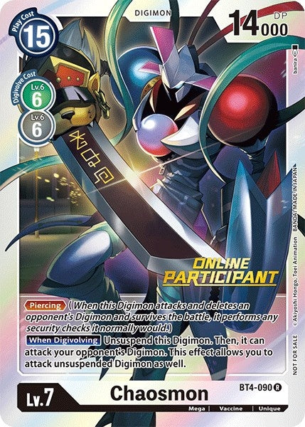 Chaosmon - BT4-090 (2021 Championship Online Regional) [Online Participant] (4090) [BT04] - Digimon Card Game Single