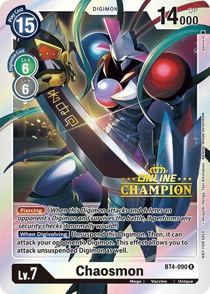 Chaosmon - BT4-090 (2021 Championship Online Regional) [Online Champion] (4090) [BT04] - Digimon Card Game Single