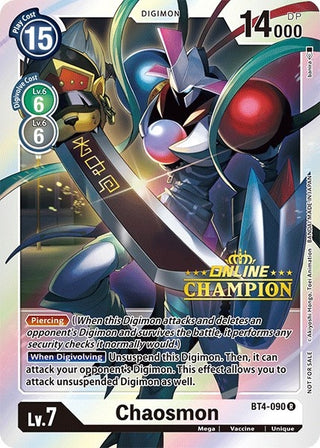 Chaosmon - BT4-090 (2021 Championship Online Regional) [Online Champion] (4090) [BT04] - Digimon Card Game Single