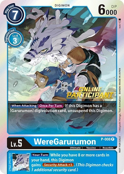 WereGarurumon - P-008 (2021 Championship Online Regional) [Online Participant] (8) [D-PR] - Digimon Card Game Single