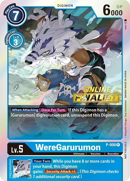 WereGarurumon - P-008 (2021 Championship Online Regional) [Online Finalist] (8) [D-PR] - Digimon Card Game Single