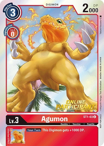 Agumon - ST1-03 (2021 Championship Online Regional) [Online Participant] (103) [ST-1] - Digimon Card Game Single