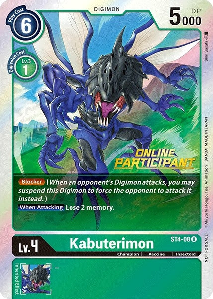 Kabuterimon - ST4-08 (2021 Championship Online Regional) [Online Participant] (408) [ST-4] - Digimon Card Game Single