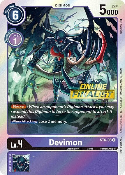 Devimon - ST6-08 (2021 Championship Online Regional) [Online Finalist] (608) [ST-6] - Digimon Card Game Single