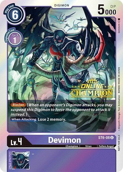 Devimon - ST6-08 (2021 Championship Online Regional) [Online Champion] (608) [ST-6] - Digimon Card Game Single