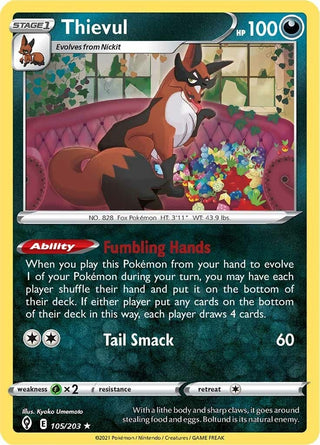 Image for Thievul (105/203) (SWSH07: Evolving Skies) - Pokemon