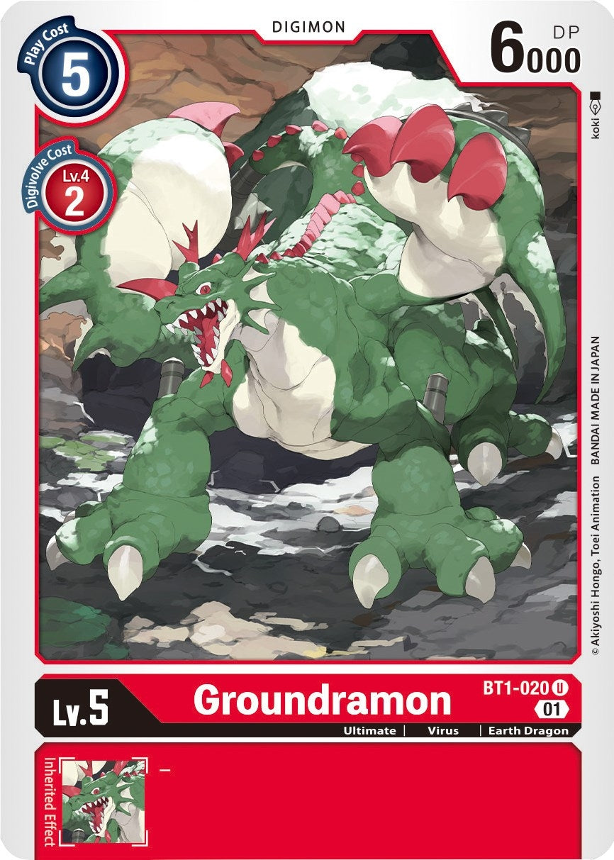 Groundramon - BT1-020 (Alternate Art) (1020) [ST-7] - Digimon Card Game Single