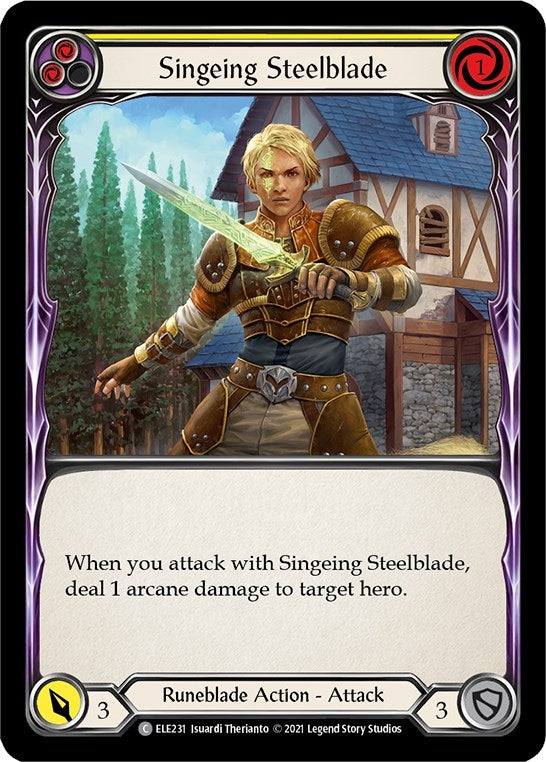 Singeing Steelblade (Yellow) (231) [ELE] - Flesh and Blood TCG Single