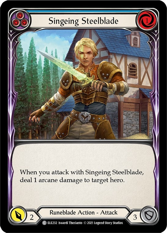 Singeing Steelblade (Blue) (232) [ELE] - Flesh and Blood TCG Single