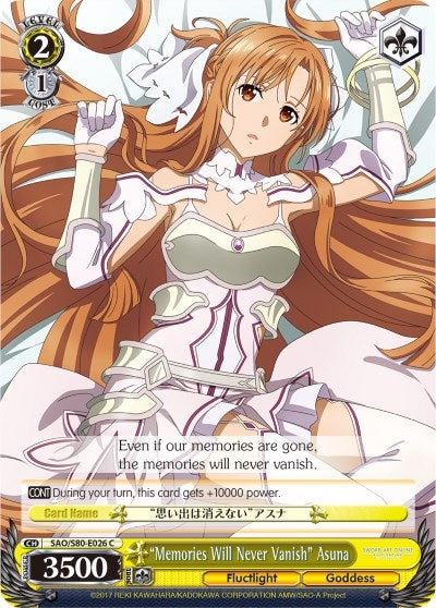 ’Memories Will Never Vanish’ Asuna (80026) [SAO/S80] - Weiss Schwarz Single