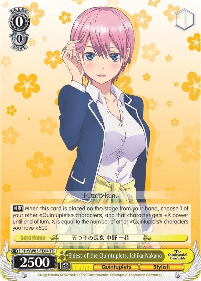 Eldest of the Quintuplets Ichika Nakano (5) [5HY/W83] - Weiss Schwarz Single