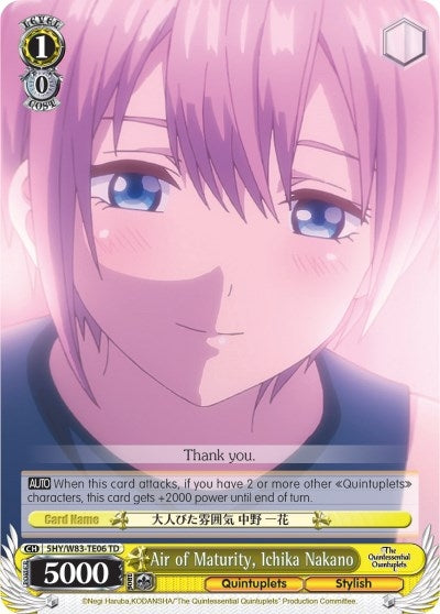 Air of Maturity Ichika Nakano (5) [5HY/W83] - Weiss Schwarz Single