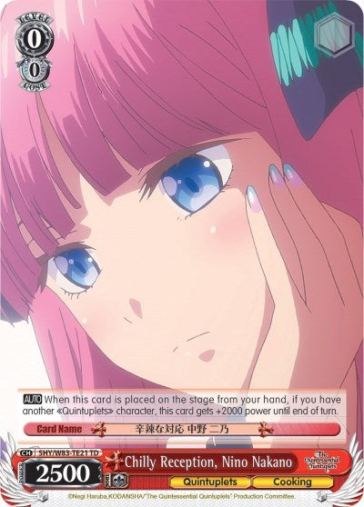Chilly Reception Nino Nakano (5) [5HY/W83] - Weiss Schwarz Single