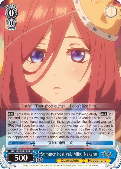 Summer Festival Miku Nakano (5) [5HY/W83] - Weiss Schwarz Single