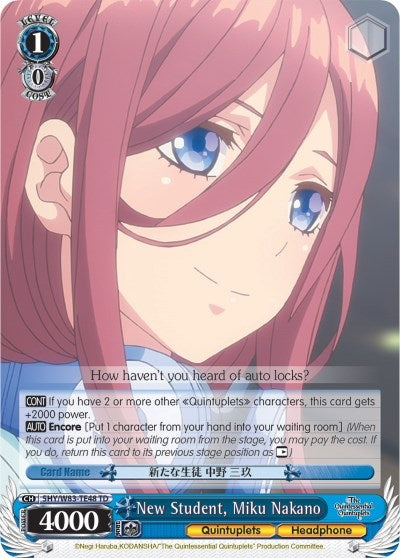 New Student Miku Nakano (5) [5HY/W83] - Weiss Schwarz Single