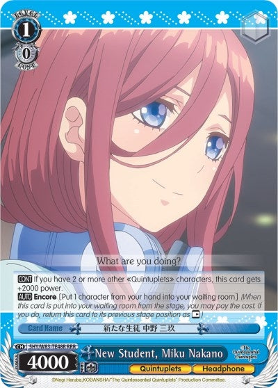 New Student Miku Nakano (RRR) (5) [5HY/W83] - Weiss Schwarz Single
