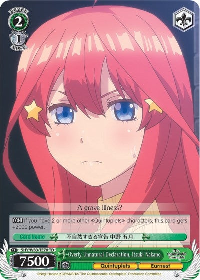 Overly Unnatural Declaration Itsuki Nakano (5) [5HY/W83] - Weiss Schwarz Single