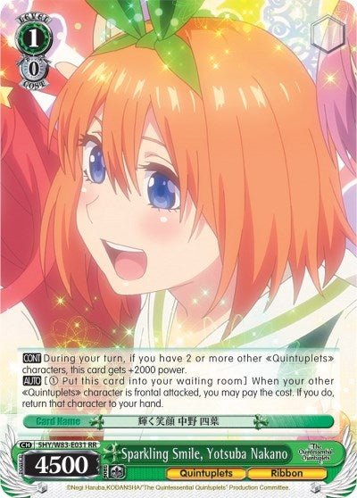 Sparkling Smile Yotsuba Nakano (5) [5HY/W83] - Weiss Schwarz Single