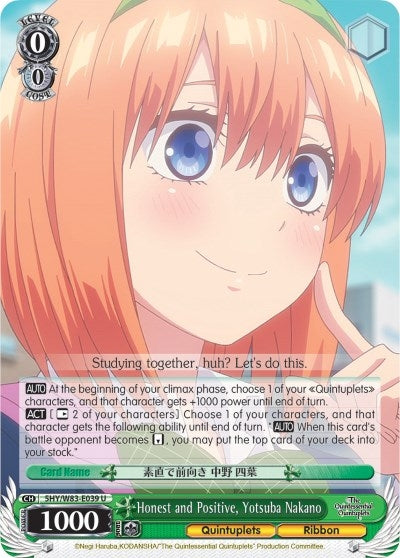 Honest and Positive Yotsuba Nakano (5) [5HY/W83] - Weiss Schwarz Single