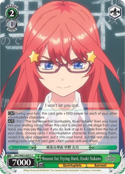 Reason for Trying Hard Itsuki Nakano (5) [5HY/W83] - Weiss Schwarz Single