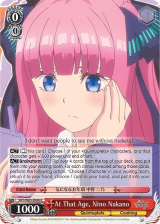 At That Age Nino Nakano (5) [5HY/W83] - Weiss Schwarz Single