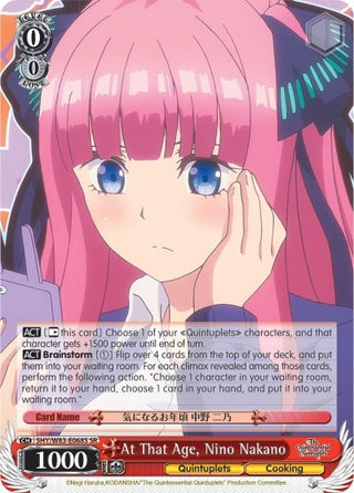 At That Age Nino Nakano (SR) (5) [5HY/W83] - Weiss Schwarz Single