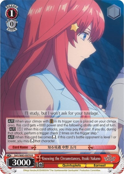 Knowing the Circumstances Itsuki Nakano (5) [5HY/W83] - Weiss Schwarz Single