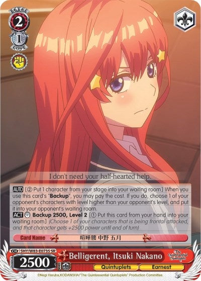 Belligerent Itsuki Nakano (SR) (5) [5HY/W83] - Weiss Schwarz Single