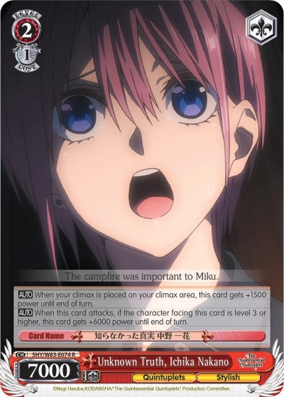 Unknown Truth Ichika Nakano (5) [5HY/W83] - Weiss Schwarz Single