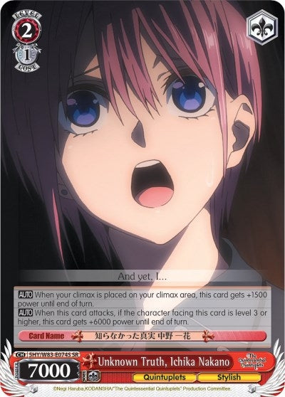 Unknown Truth Ichika Nakano (SR) (5) [5HY/W83] - Weiss Schwarz Single