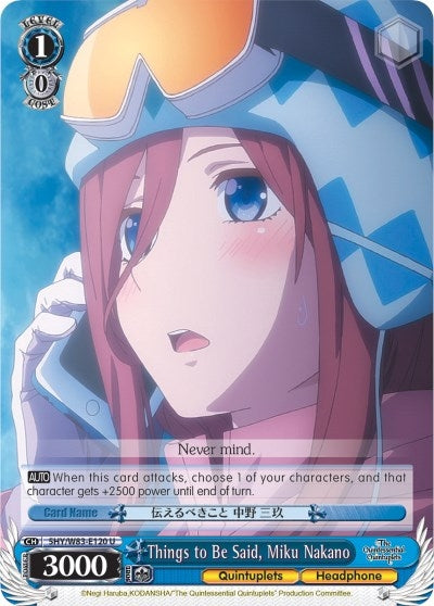 Things to Be Said Miku Nakano (5) [5HY/W83] - Weiss Schwarz Single