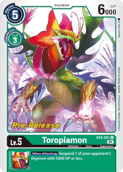 Toropiamon (6051) [BT06_PR] - Digimon Card Game Single