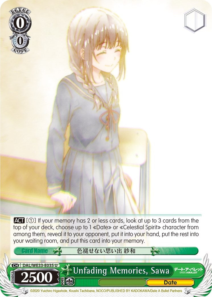 Unfading Memories Sawa (Parallel Foil) (33035) [DAL/WE33] - Weiss Schwarz Single