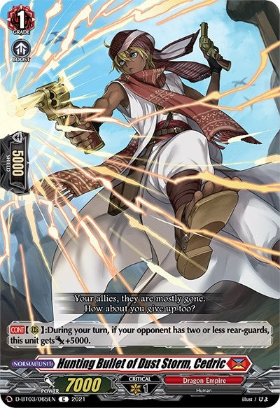 Hunting Bullet of Dust Storm Cedric (3065) [D-BT03] - Cardfight Vanguard Single