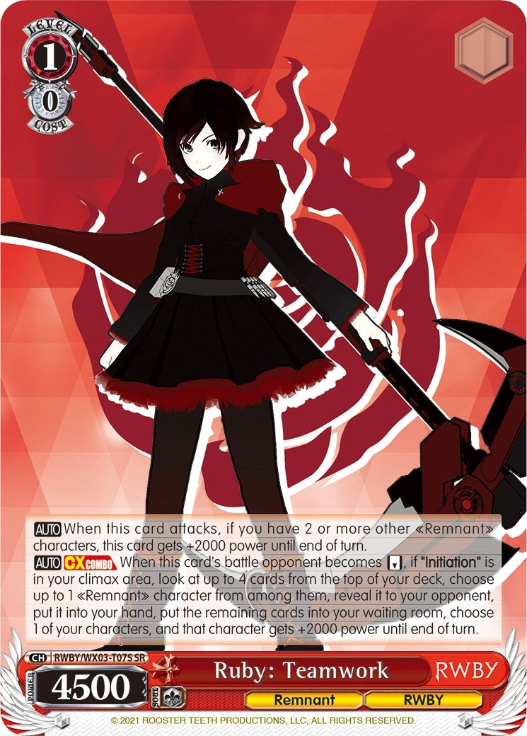 Ruby: Teamwork (SR) (307) [RWBY/WX03] - Weiss Schwarz Single