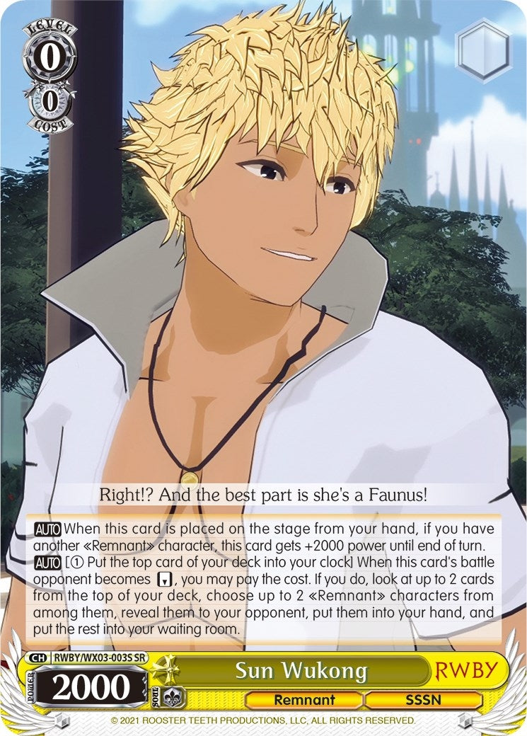 Sun Wukong (SR) (3003) [RWBY/WX03] - Weiss Schwarz Single