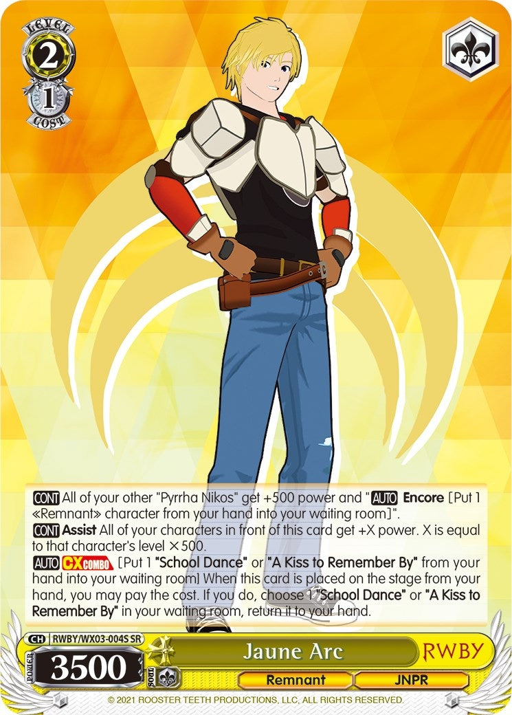 Jaune Arc (SR) (3004) [RWBY/WX03] - Weiss Schwarz Single