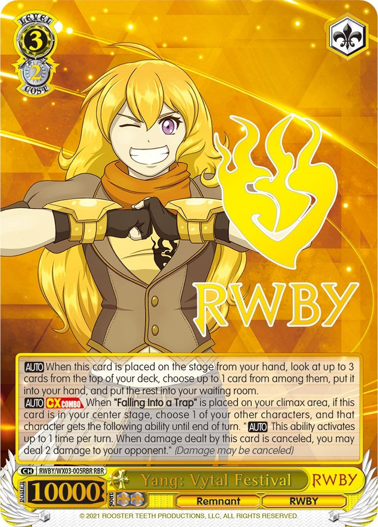 Yang: Vytal Festival (RBR) (3005) [RWBY/WX03] - Weiss Schwarz Single