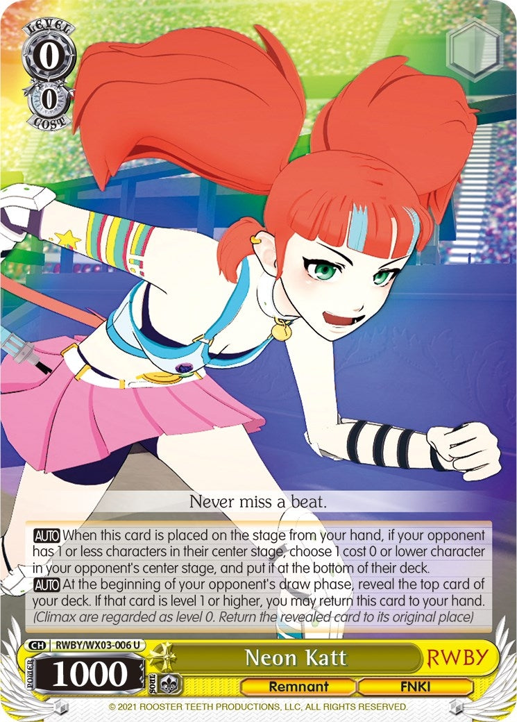 Neon Katt (3006) [RWBY/WX03] - Weiss Schwarz Single