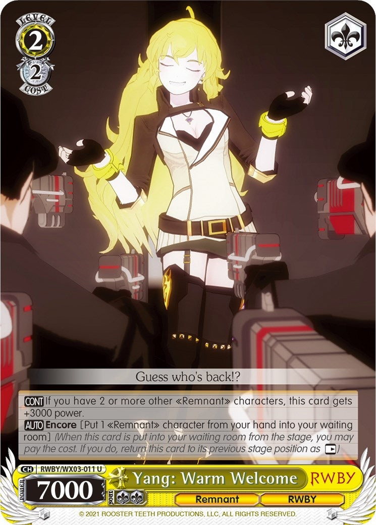 Yang: Warm Welcome (3011) [RWBY/WX03] - Weiss Schwarz Single