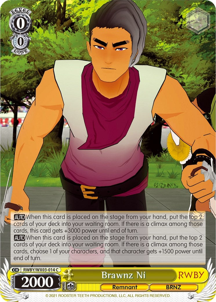 Brawnz Ni (3014) [RWBY/WX03] - Weiss Schwarz Single